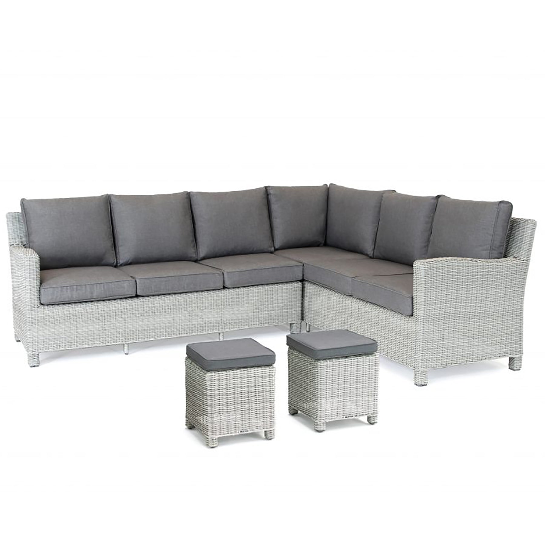 Kettler Palma Corner Left Hand White Wash Wicker Outdoor Sofa Set with