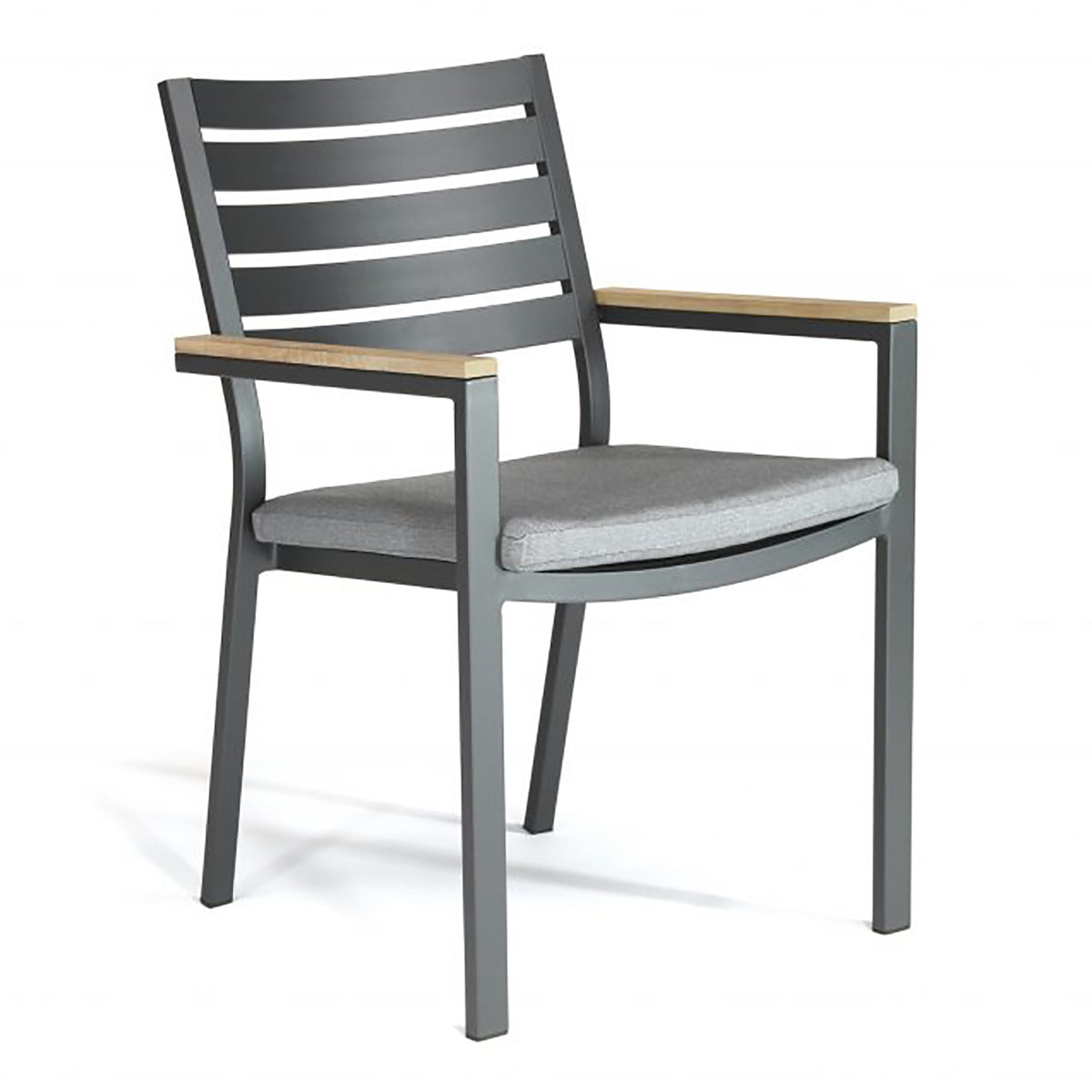 Kettler Elba Signature Teak Arm Aluminium Dining Chair Grey
