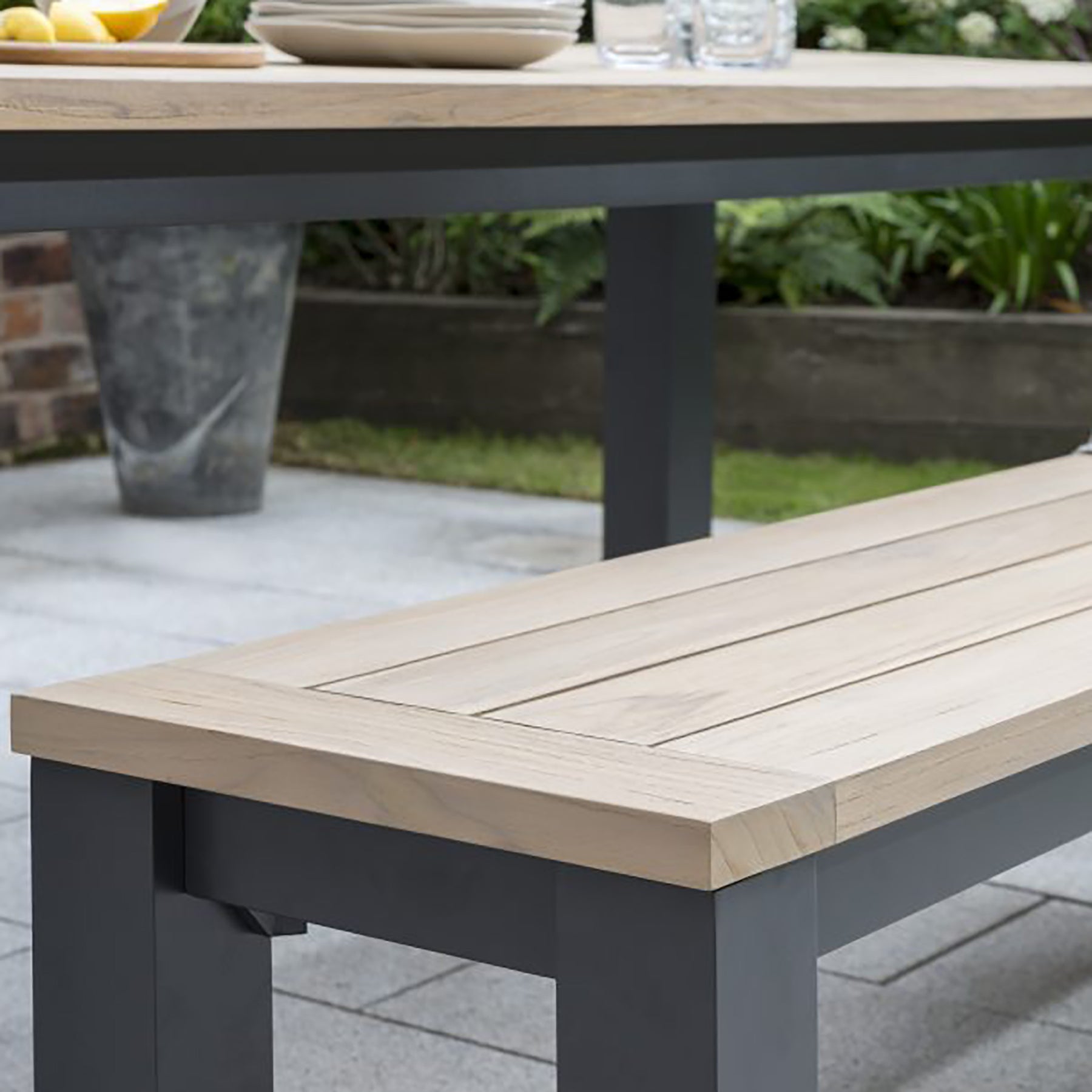 Kettler Elba Signature Teak Top Aluminium Rectangular Bench 2m x 0.4m ...