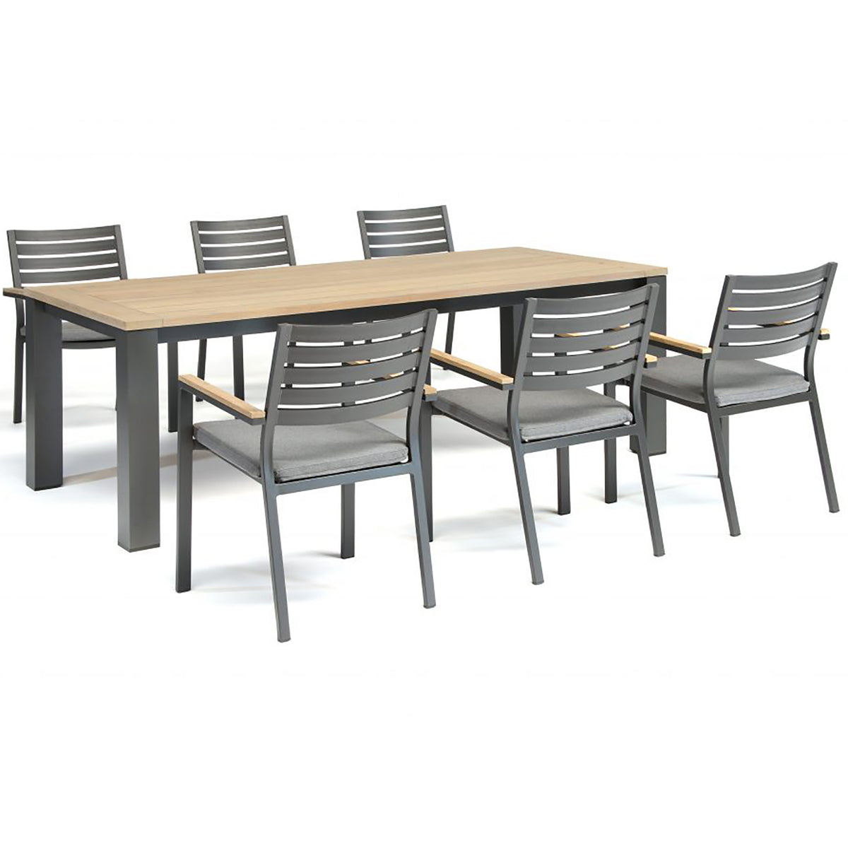 Kettler Elba Signature Teak and Aluminium 6 Seat Rectangular Dining Set - 2.2m x 1m