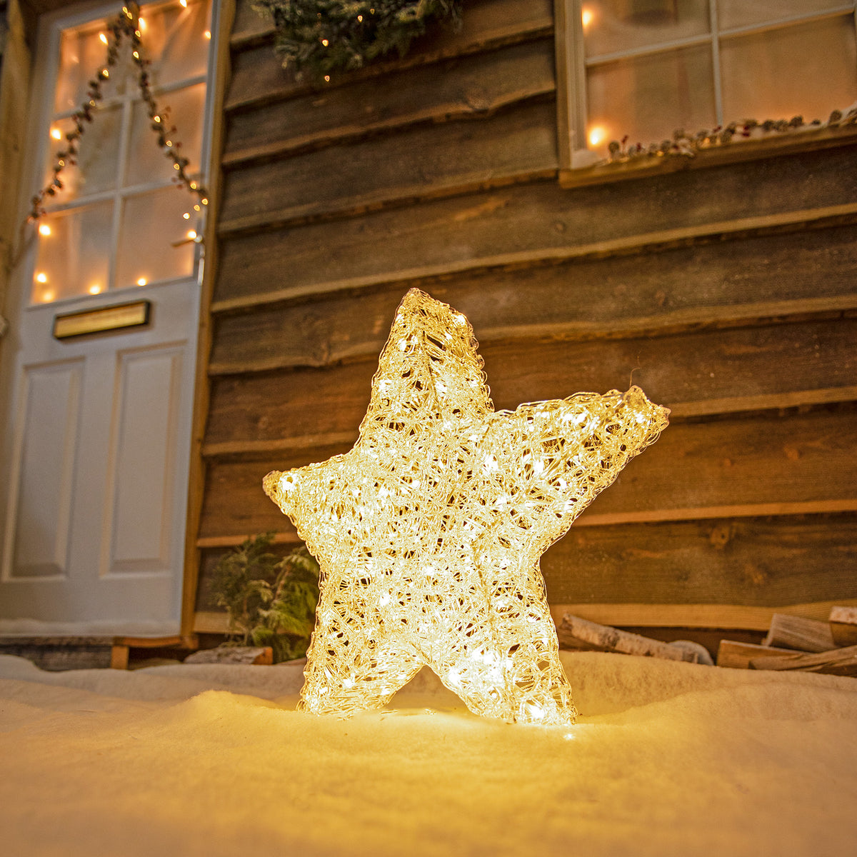 50cm Acrylic Outdoor Light Up Christmas Star with 150 White LEDS