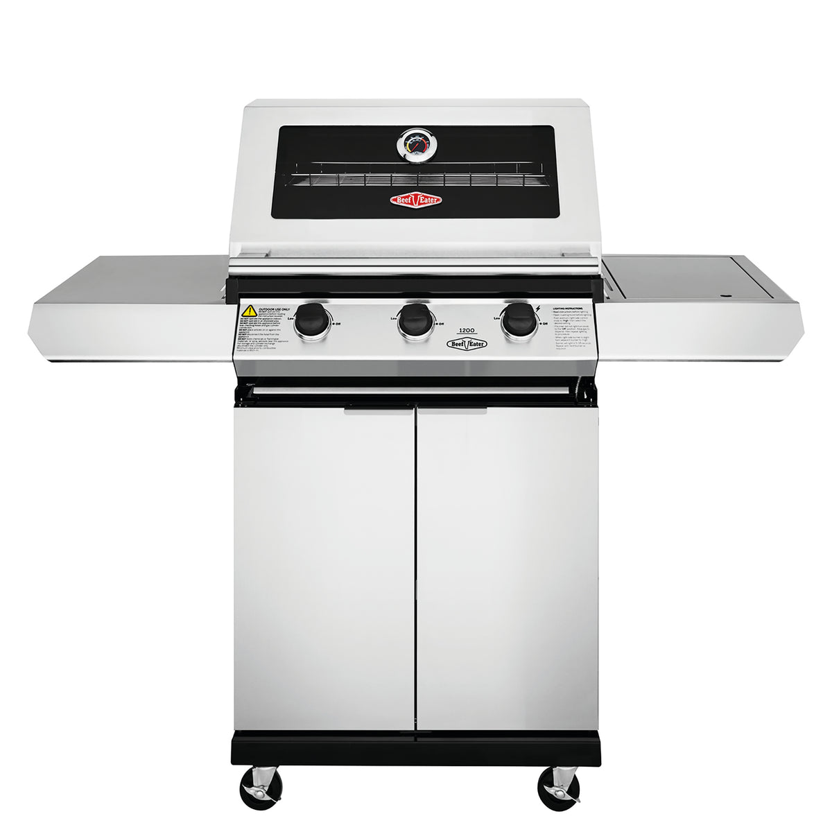 BeefEater 1200S Series 3 Burner Gas Barbecue with Cabinet Trolley and Side Burner