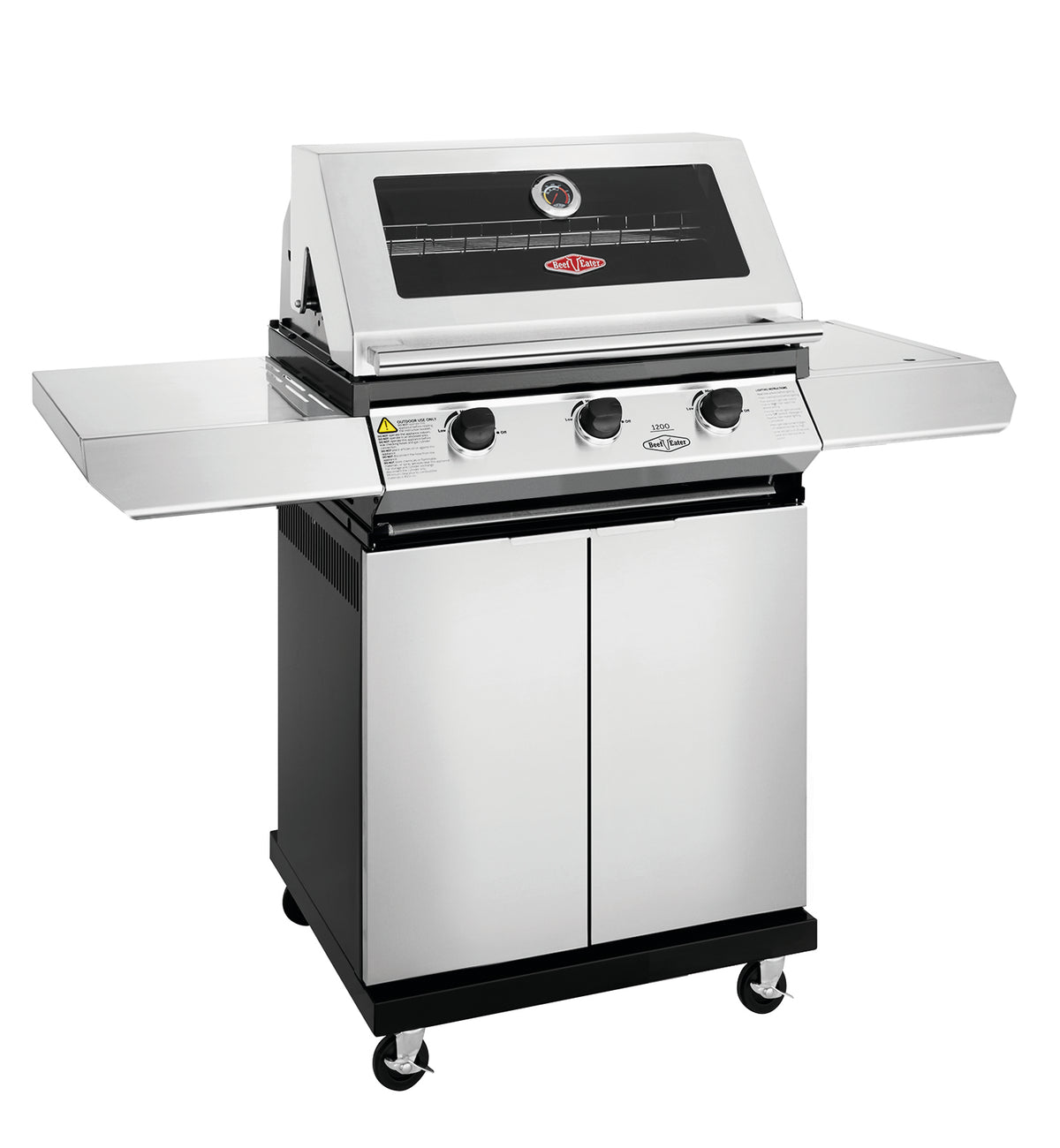 BeefEater 1200S Series 3 Burner Gas Barbecue with Cabinet Trolley and Side Burner