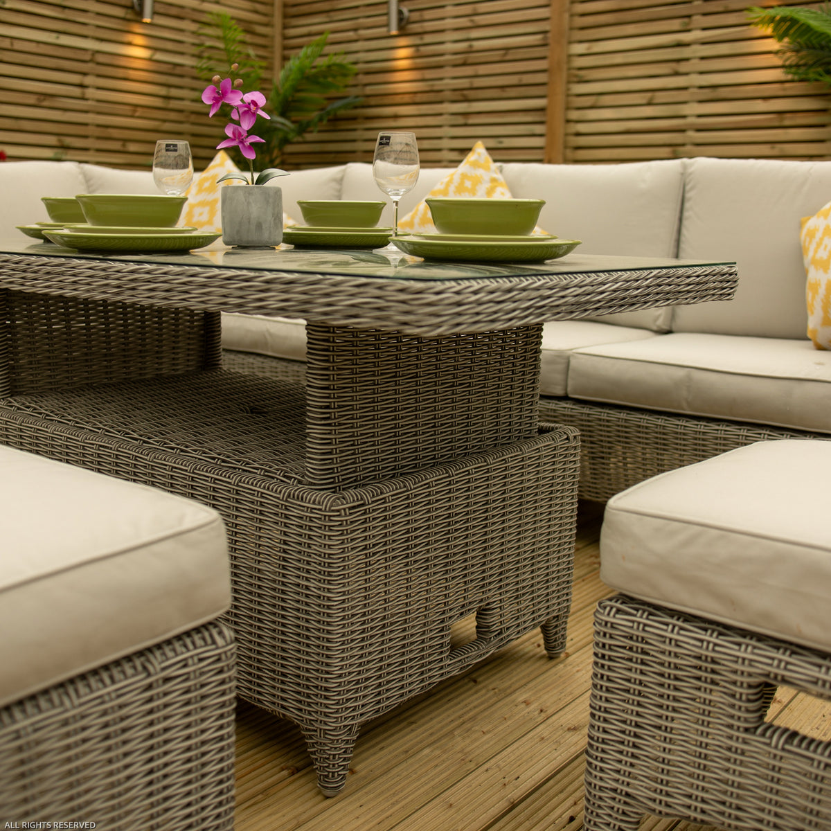 Bracken Outdoors Venice Corner Rattan Outdoor Sofa Set with Adjustable Table