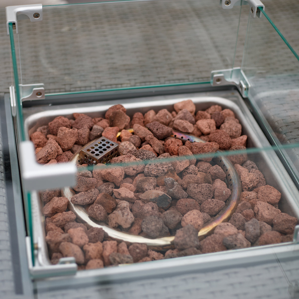Bracken Outdoors Dakota Mini Rattan Corner Casual Dining Gas Fire Pit Garden Furniture Set