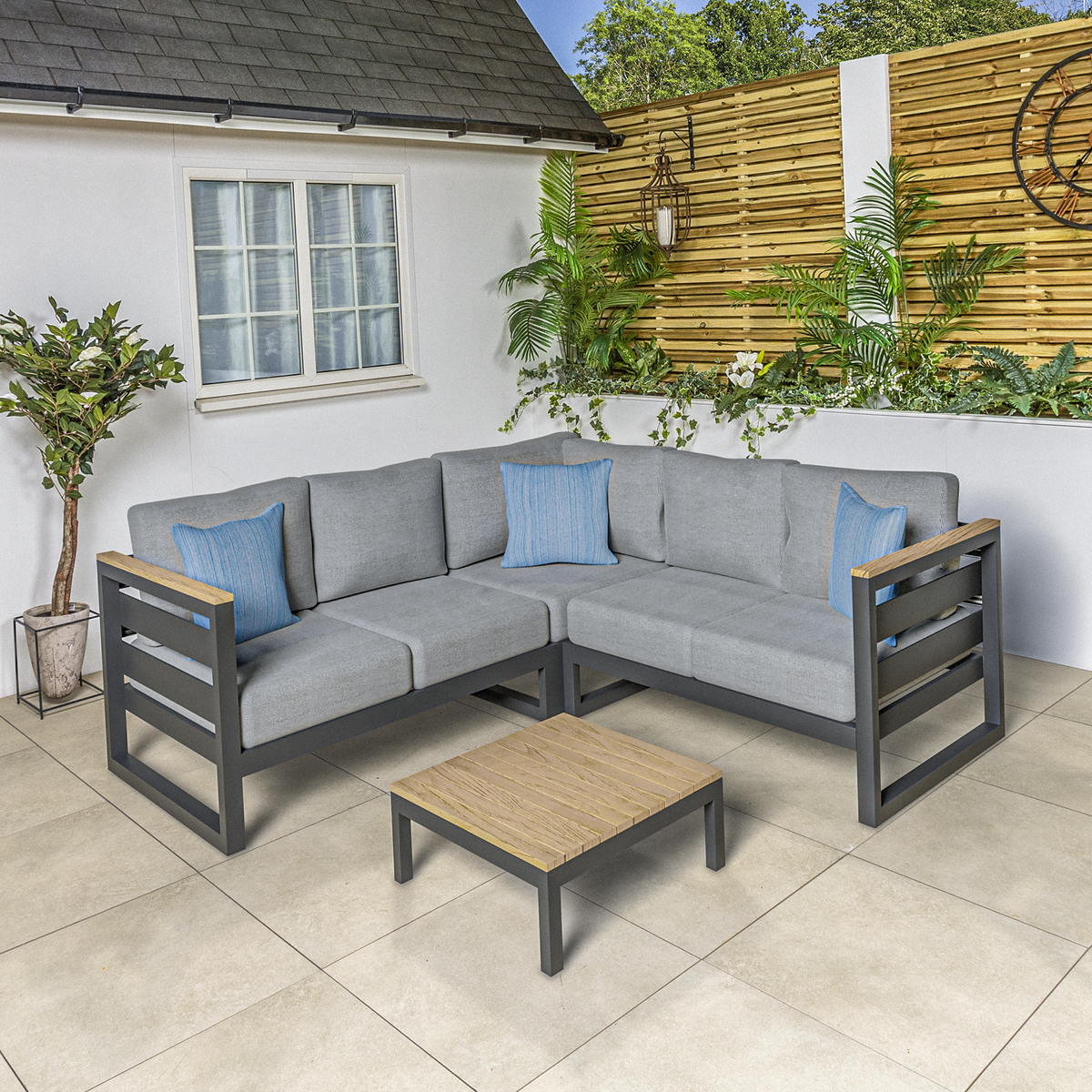 Kettler Elba Grande Lounge Corner Sofa Set with Cushions and