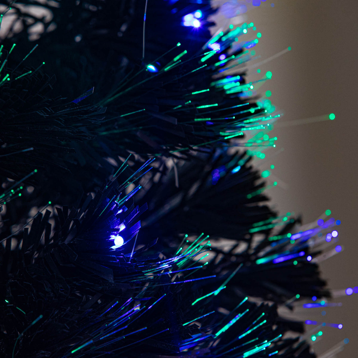Multicoloured Fibre Optic Black Christmas Tree 2ft to 6ft with LED lights