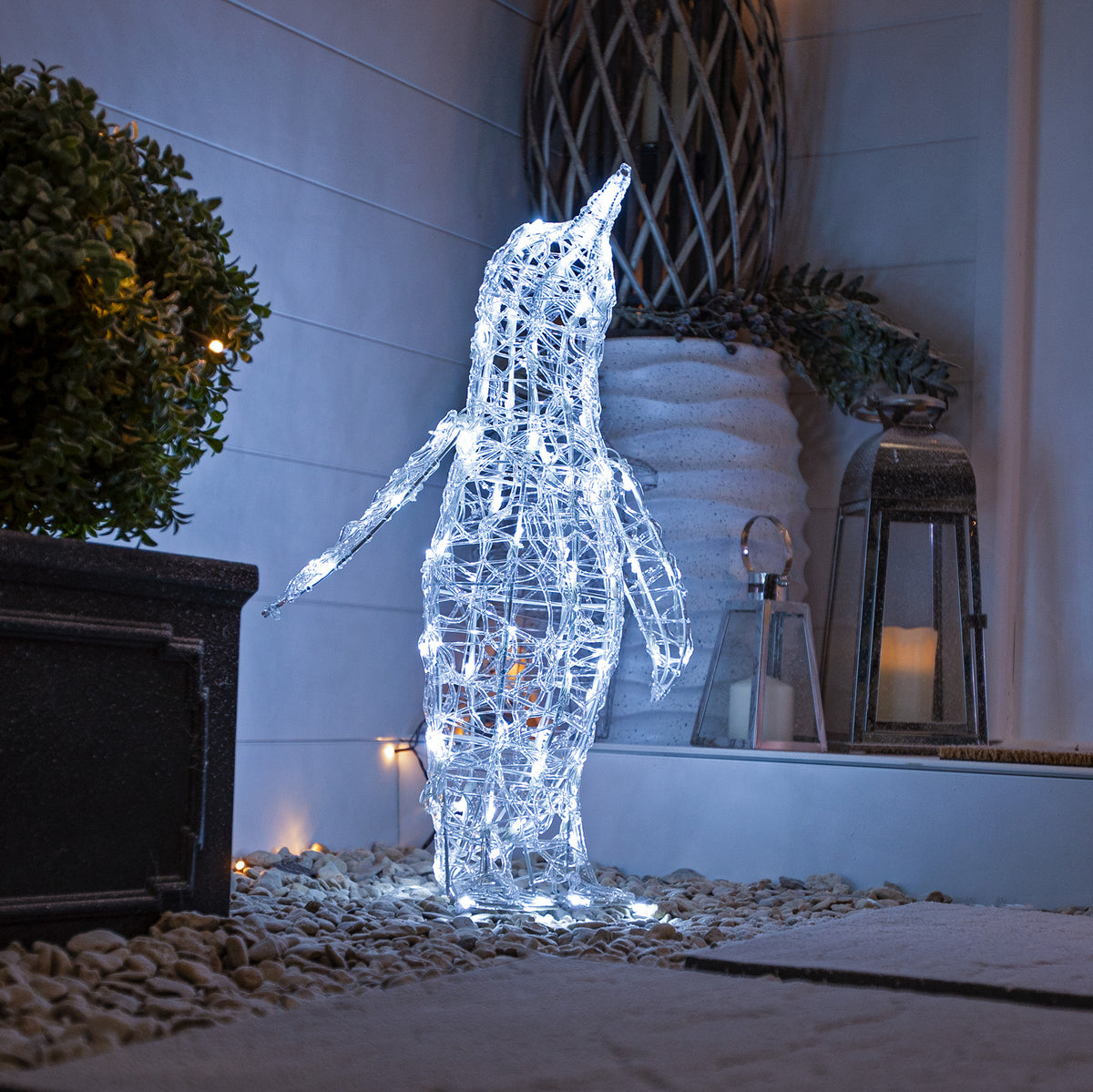60cm Acrylic Outdoor Light Up Stargazing Christmas Penguin with 80 LEDS