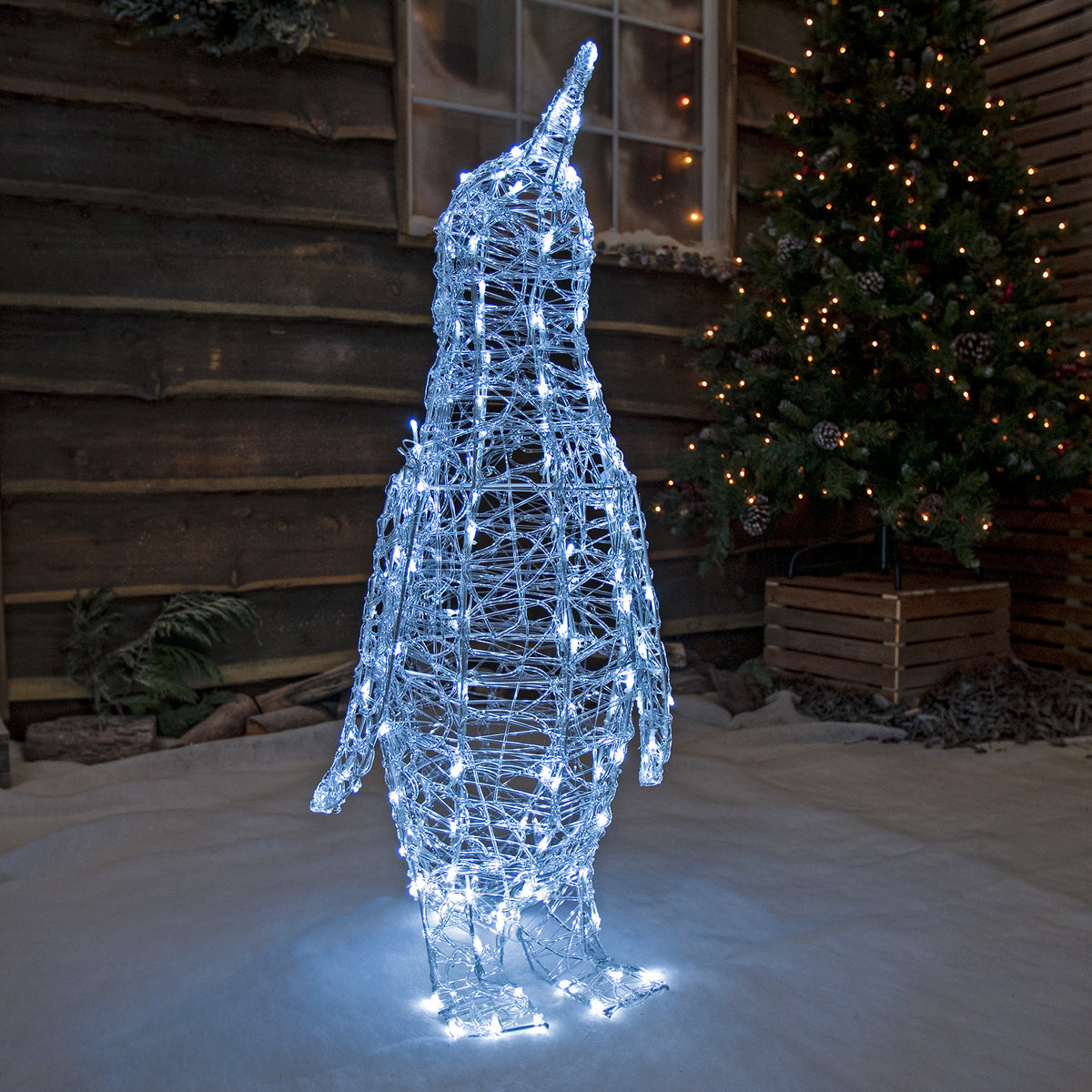 1M Acrylic Outdoor Light Up Stargazing Christmas Penguin with 160 LEDS