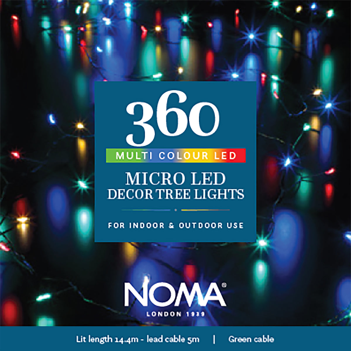 Noma Multicoloured Micro Decor Christmas Tree Lights With Green Wire - 360, 480, 720