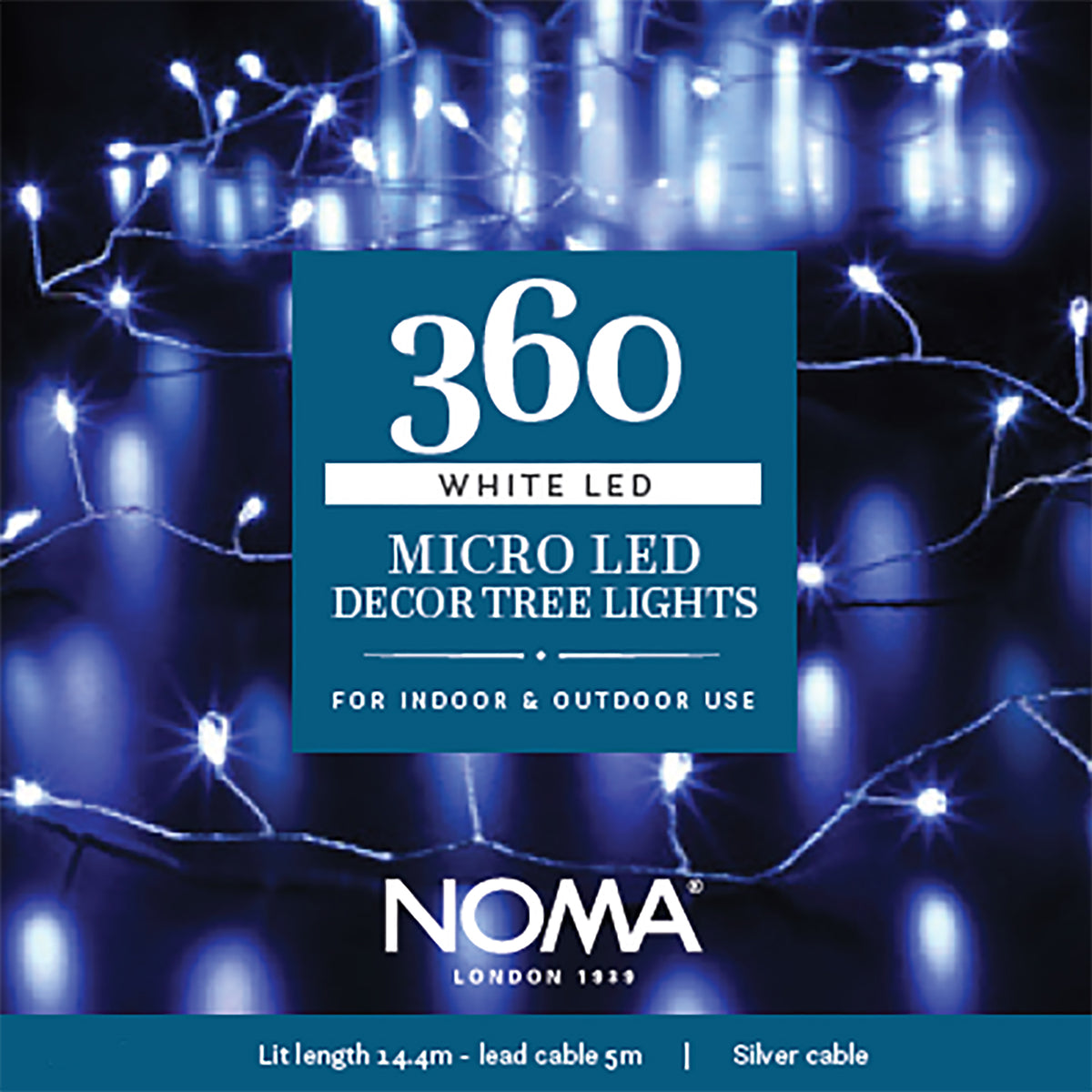 Noma White Micro Decor Christmas Tree Static Lights With Silver Wire - 360, 480, 720