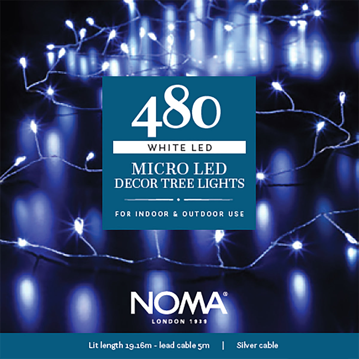 Noma White Micro Decor Christmas Tree Static Lights With Silver Wire - 360, 480, 720