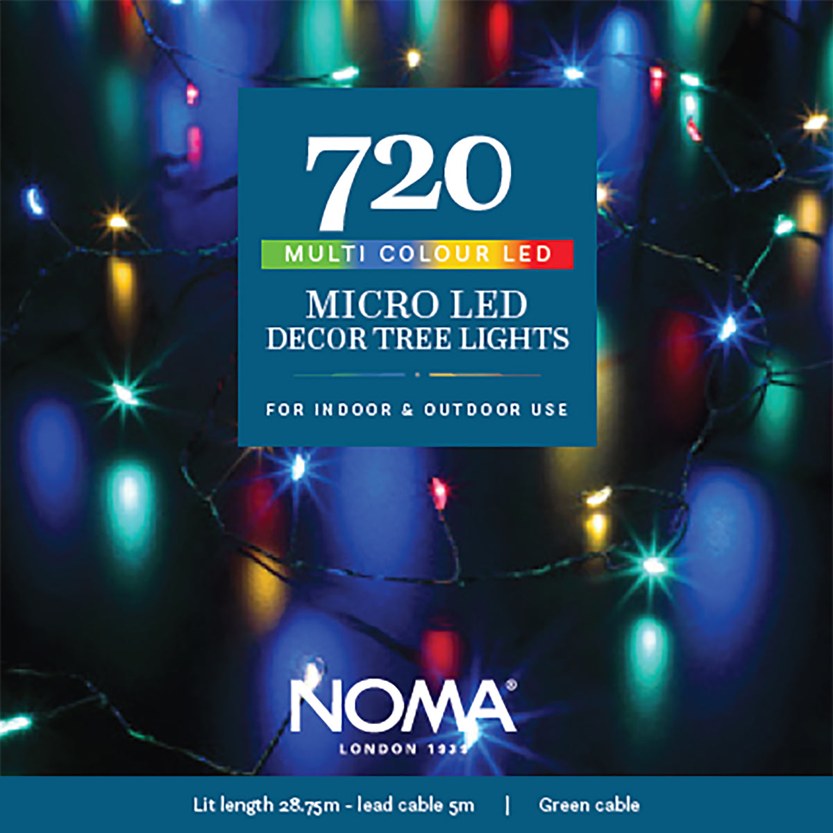 Noma Multicoloured Micro Decor Christmas Tree Lights With Green Wire - 360, 480, 720