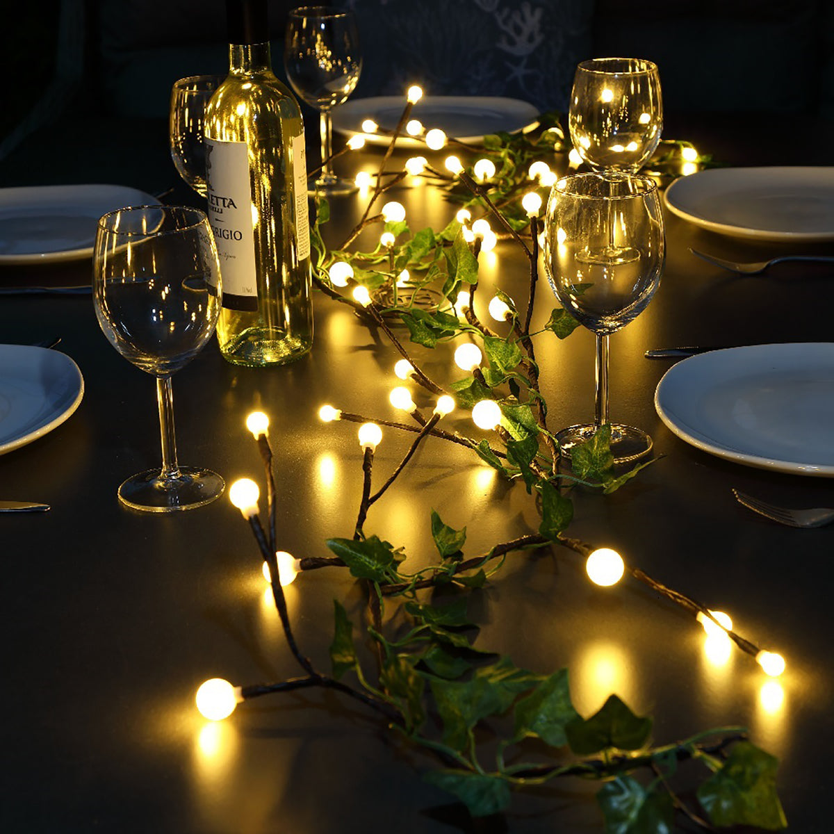 Noma Christmas 1.8M Berry &amp; Ivy Garland With 48 LED&#39;S - Battery Operated