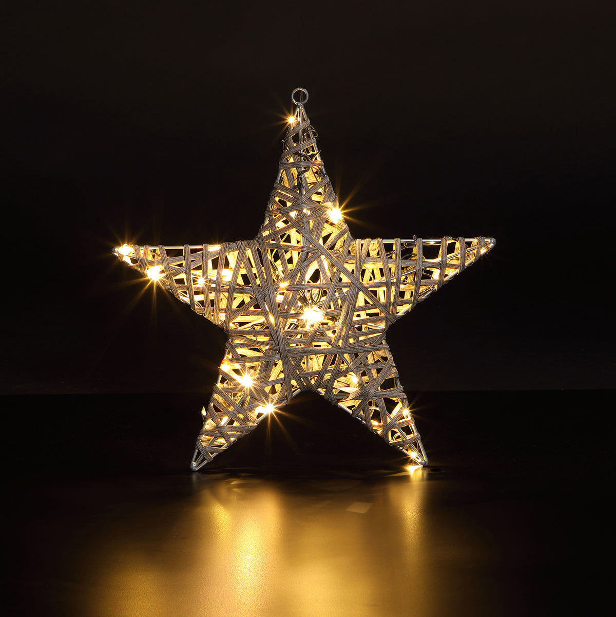 Noma Christmas 40CM Star Grey Wicker With 40 White LEDS and Timer