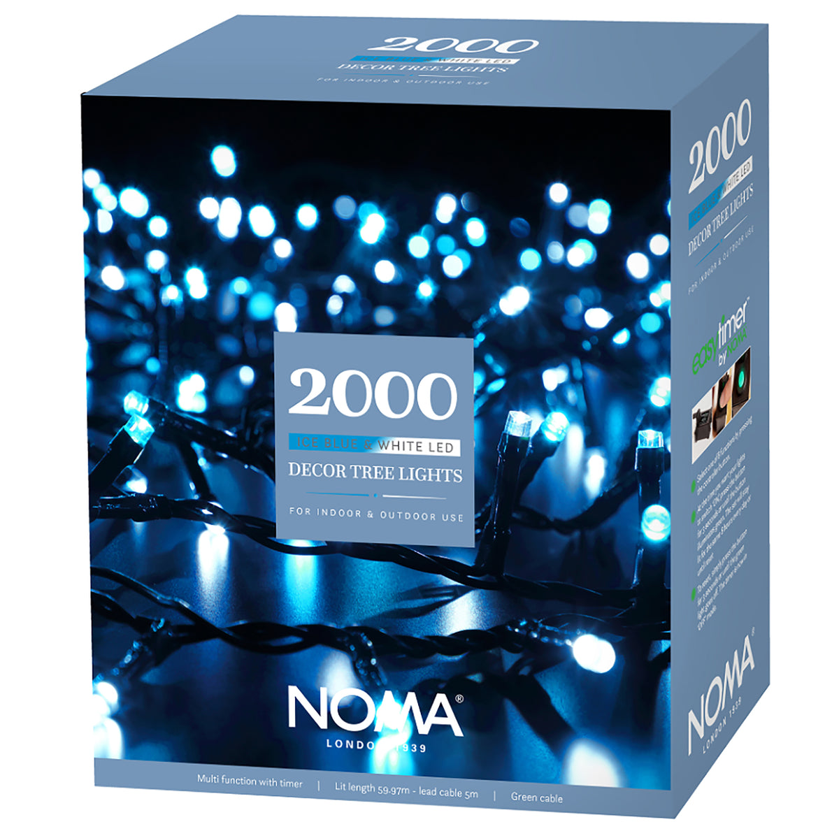 Noma Ice Blue Outdoor Decor Christmas Tree LED Lights With Green Cable 480, 720, 960, 2000