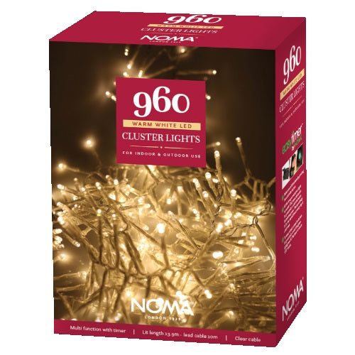 Noma Christmas 360, 960 Warm White Multifunction Cluster Lights with Clear Cable-