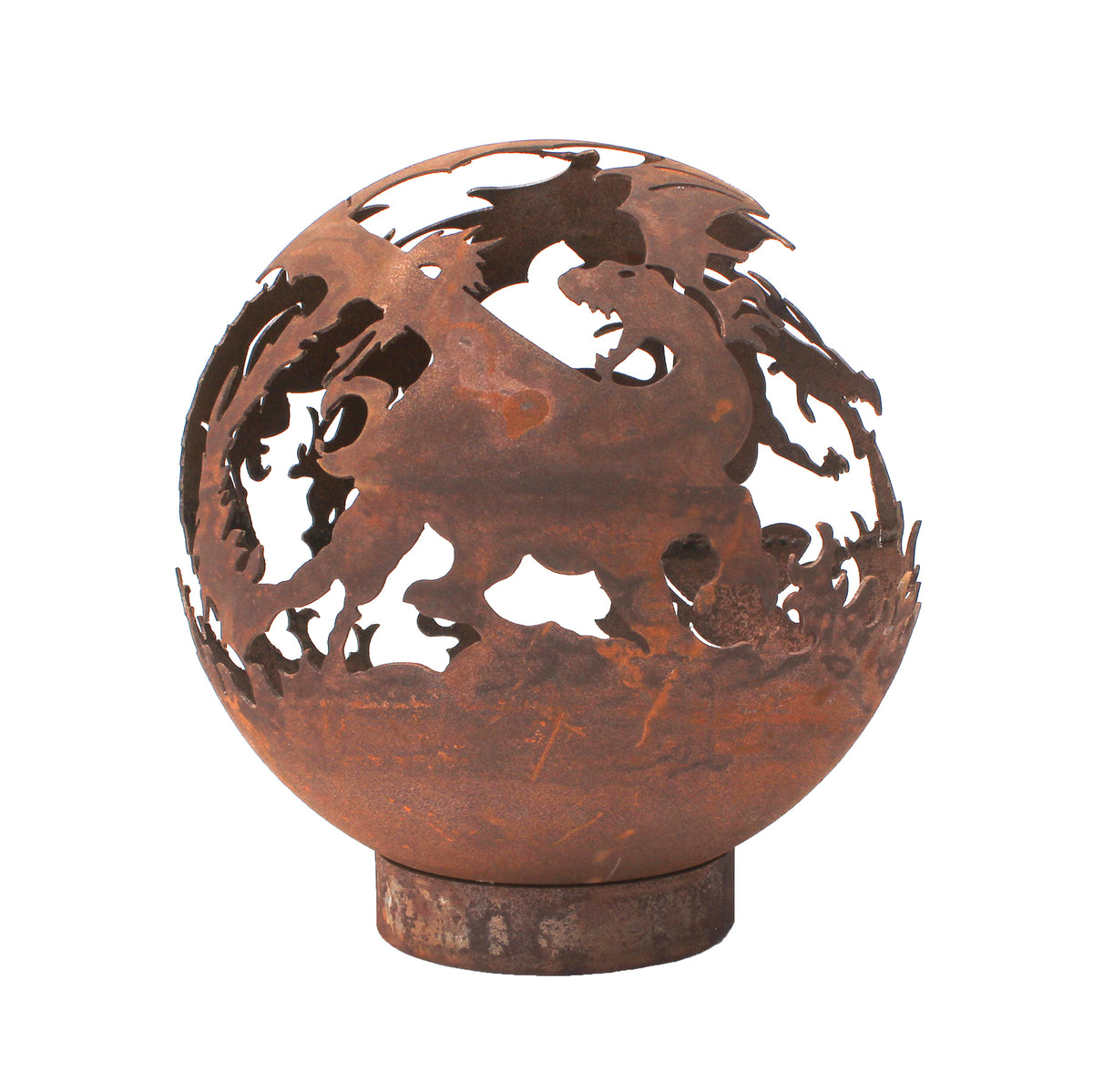 Garden Fire Ball 50cm Dragon Design with Rust Finish
