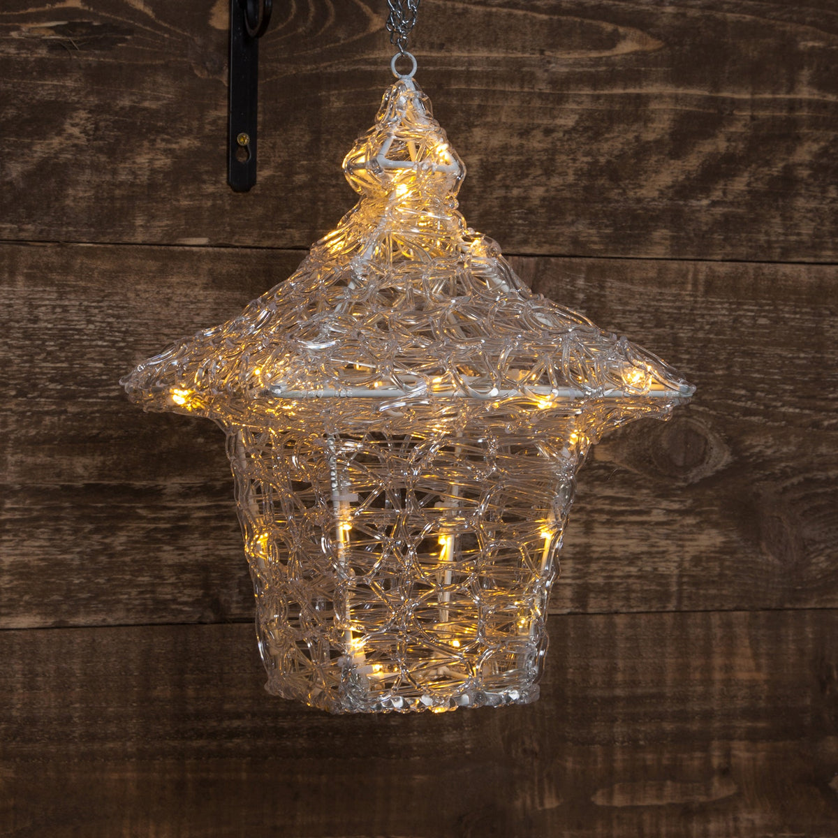 35cm Acrylic Hanging Lantern with 40 Warm White LED Lights