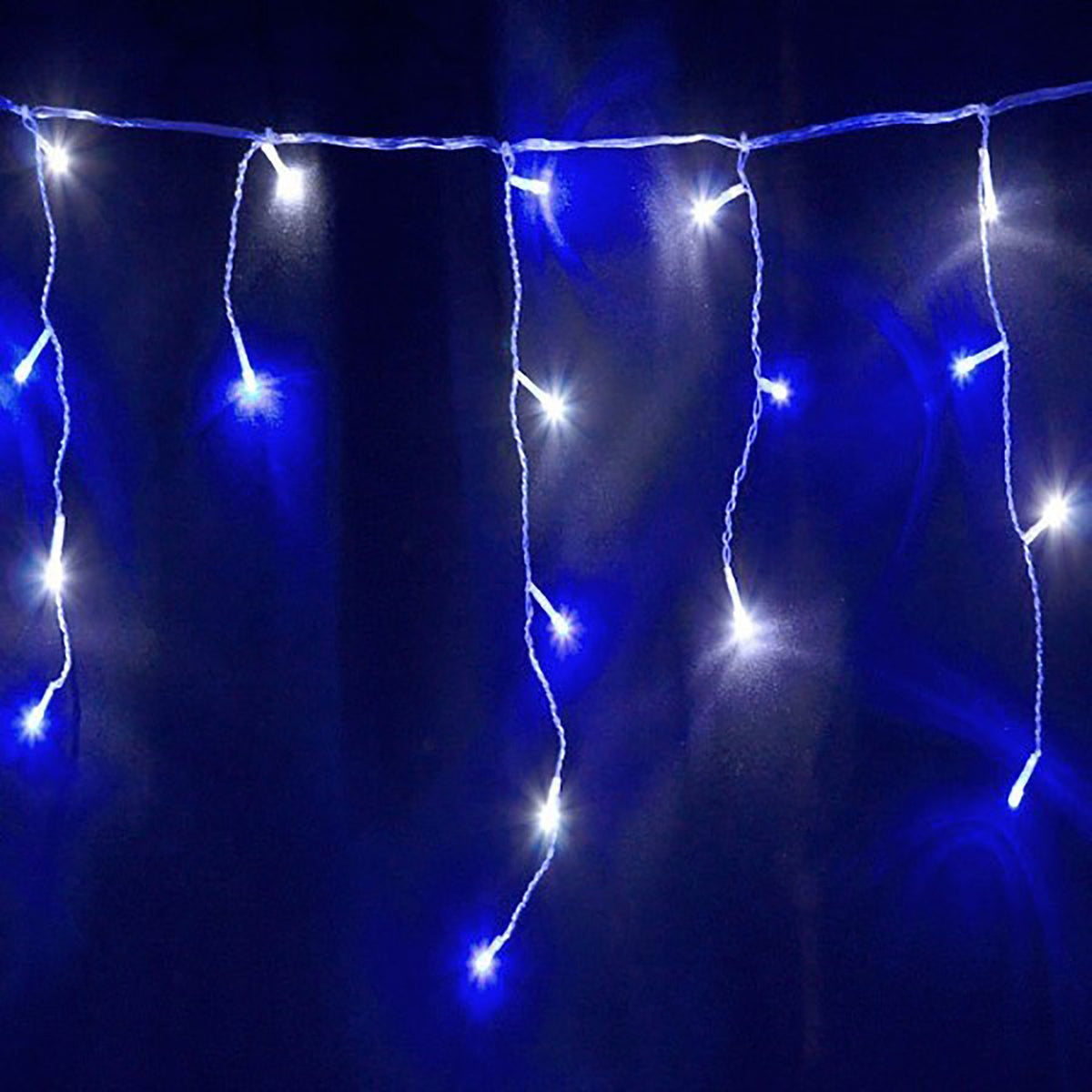 Noma Christmas 240, 360, 480, 720, 960 Snowing Icicle LED Lights with White Cable- White/ Ice Blue