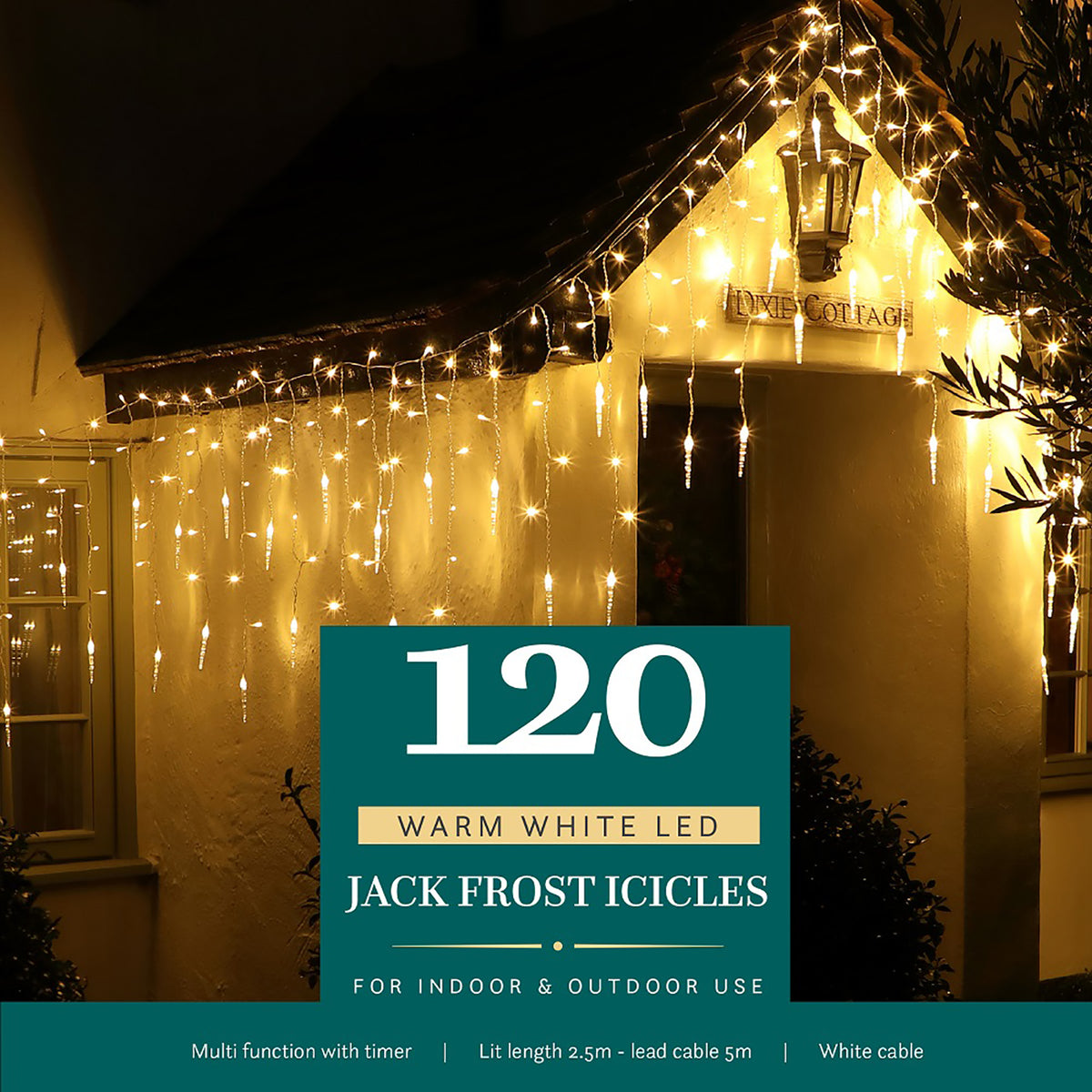 Noma Christmas Warm White Multifunction Jack Frost Icicles With Clear Cable 120, 360, 720
