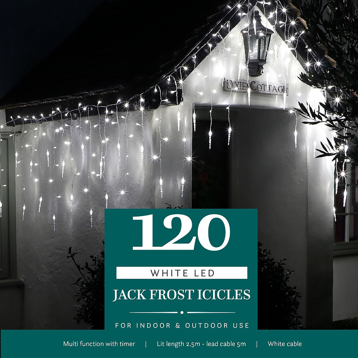 Noma Christmas White Multifunction Jack Frost Icicles With Clear Cable 120, 360, 720