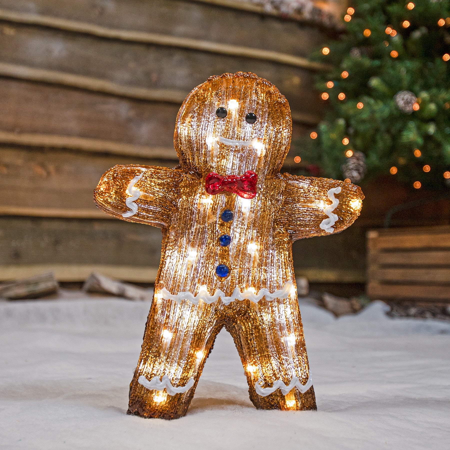 40CM Acrylic Christmas Gingerbread Man with Timer - Garden Trends