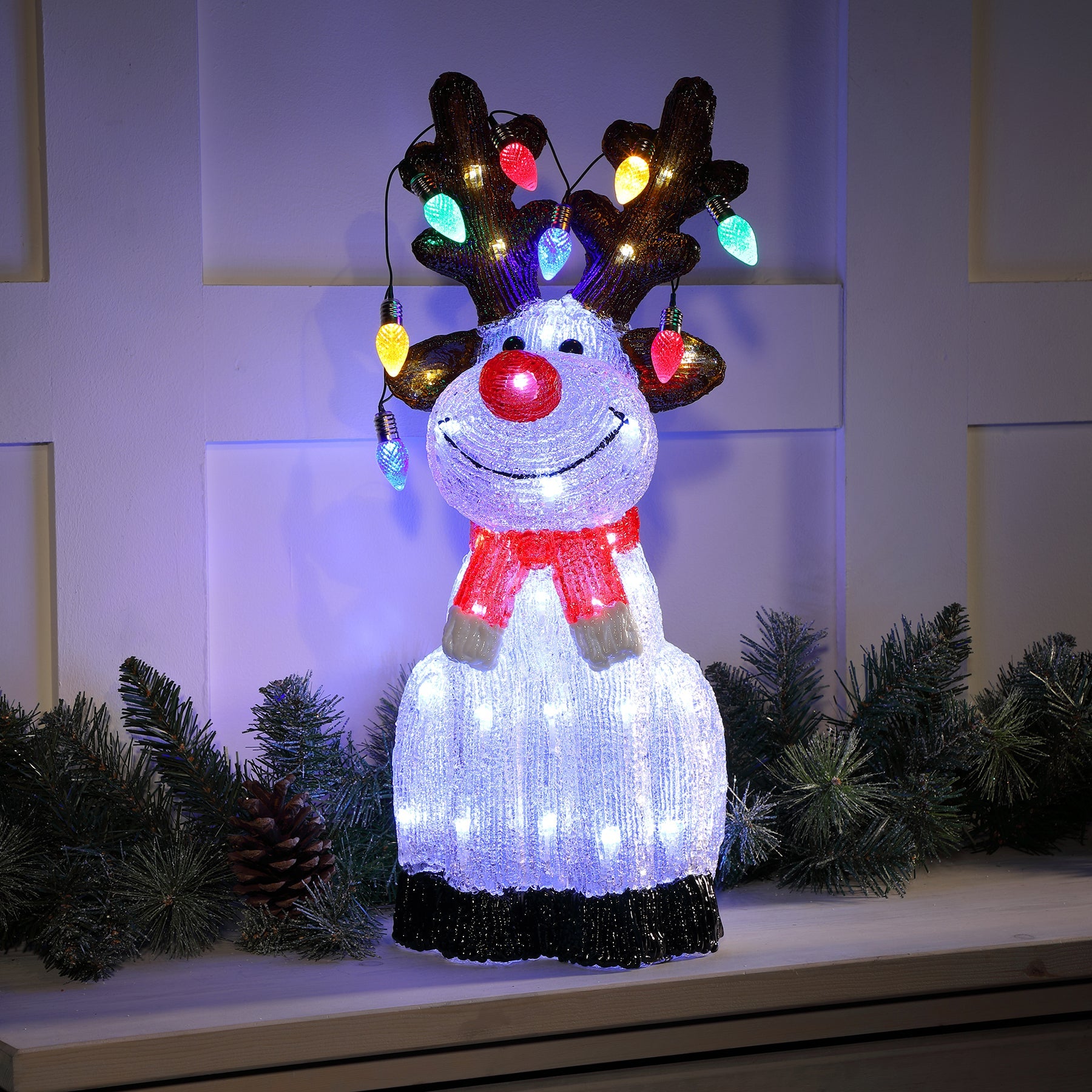 Led Window Raindeer 50cm Acrylic Reindeer with LED String Lights by The Christmas Centre ...