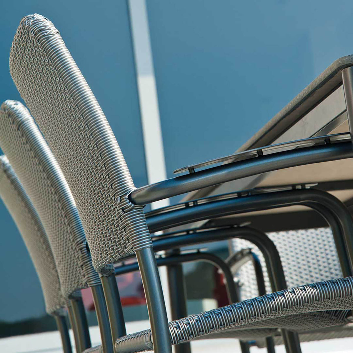 Alexander Rose Portofino 10 Seater Metal Garden Furniture Set with Extending Rectangular Table &amp; Woven Armchairs