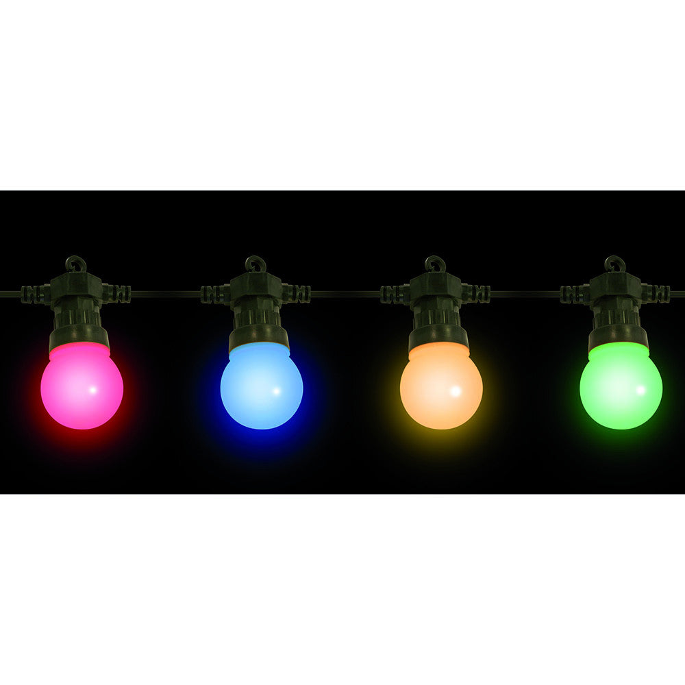 20 Low Voltage LED Multi Colour Festoon Party Lights with Black cable