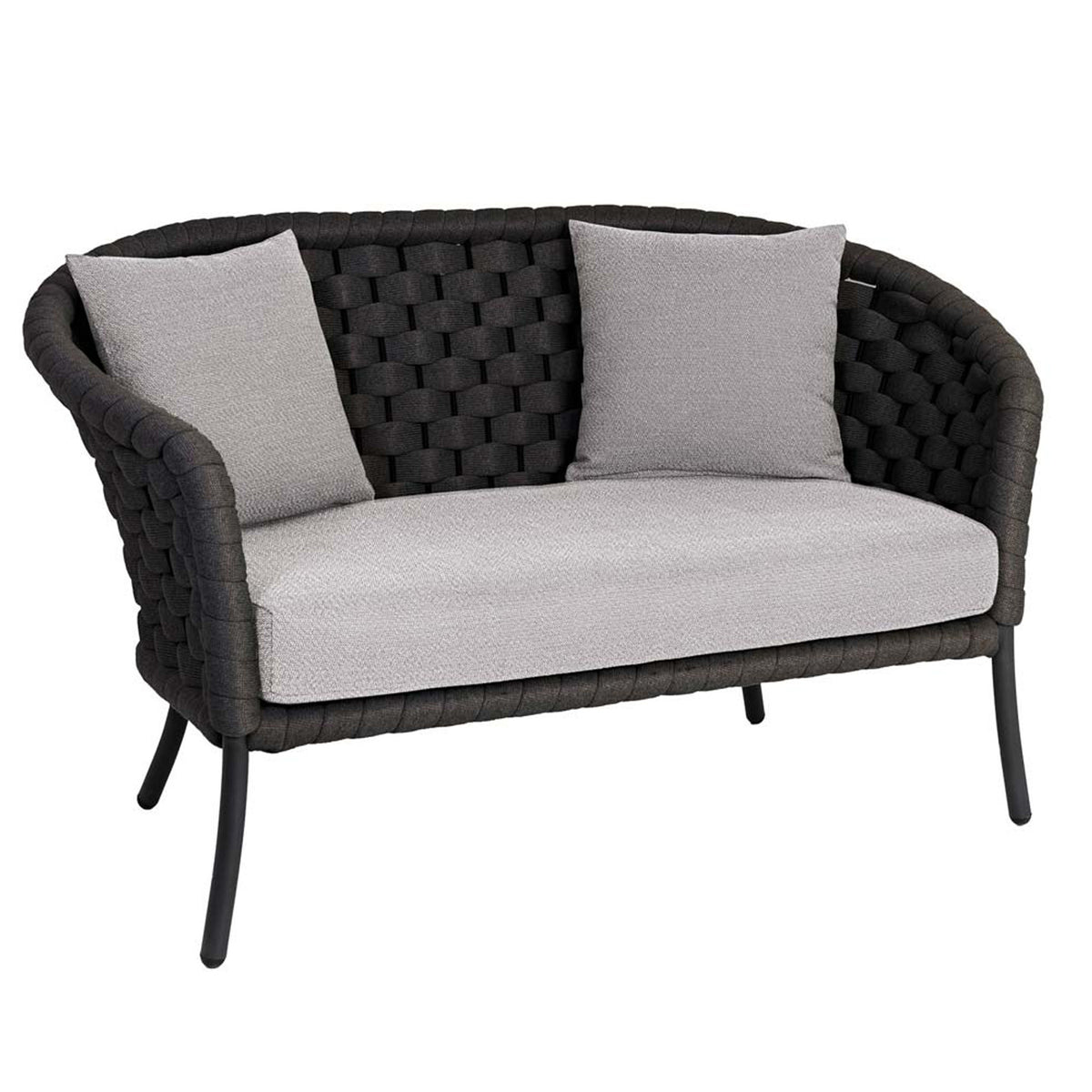 Alexander Rose Dark Grey Cordial 2 Seater Curved Sofa with Cushions