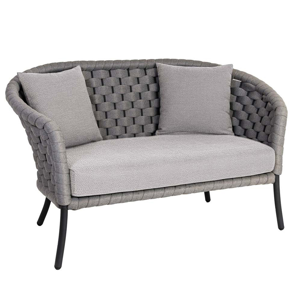 Alexander Rose Light Grey Cordial 2 Seater Curved Sofa with Cushion