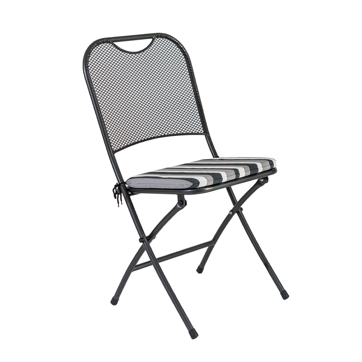 Alexander Rose Portofino Tea for Two Folding Chair Cushion (Charcoal Stripe)