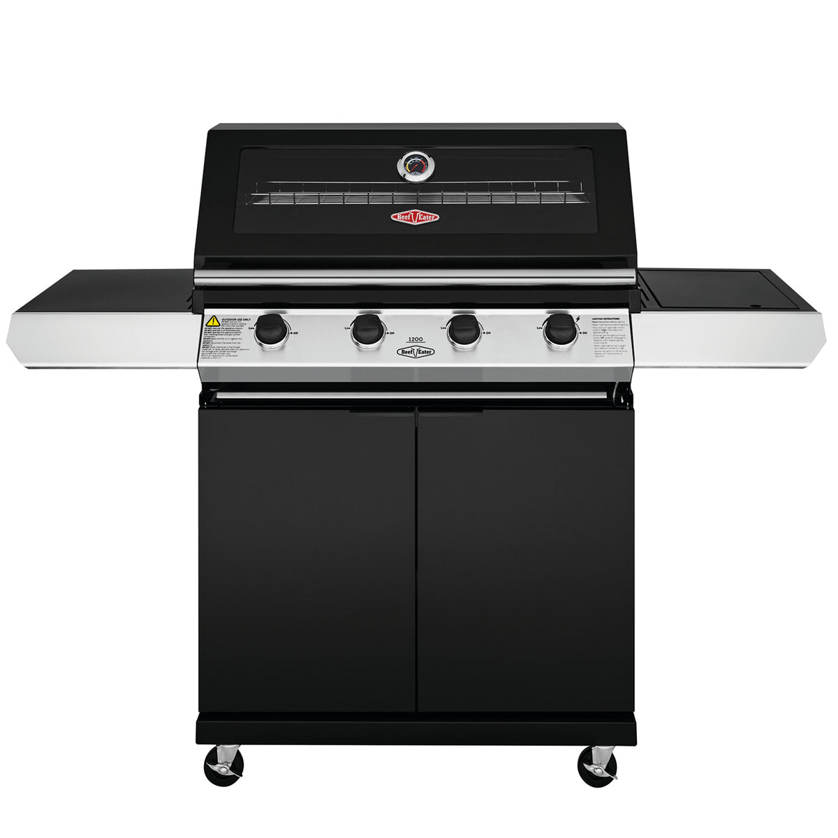BeefEater 1200E Series 4 Burner Gas Barbecue with Cabinet Trolley and Side Burner