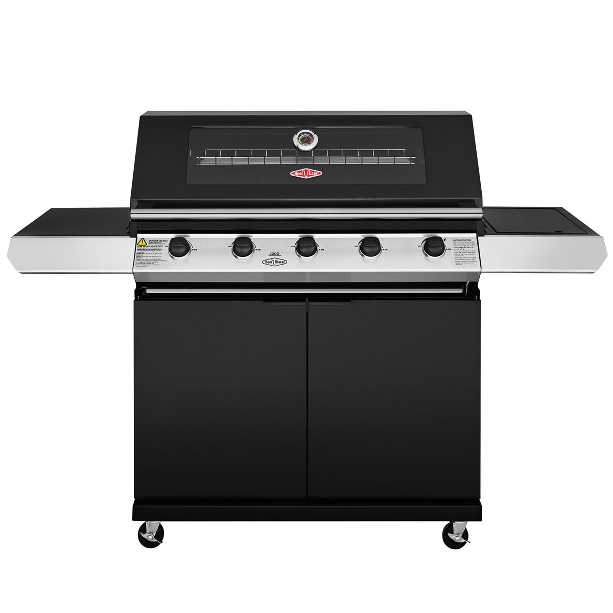 BeefEater 1200E Series 5 Burner Gas Barbecue with Cabinet Trolley and Side Burner
