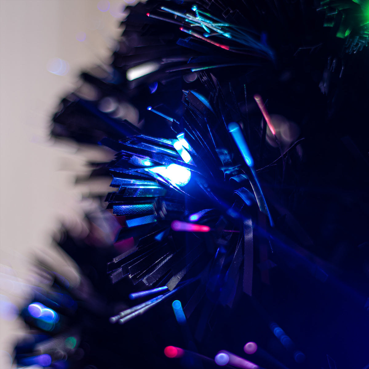 Multicoloured Fibre Optic Black Christmas Tree 2ft to 6ft with LED lights