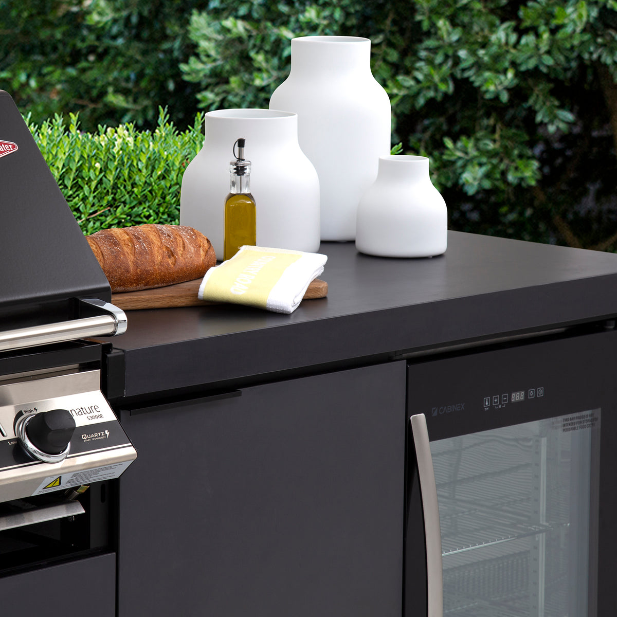 BeefEater 5 Burner 3000E Series Gas Barbecue with Cabinex Kitchen, Sink and Fridge