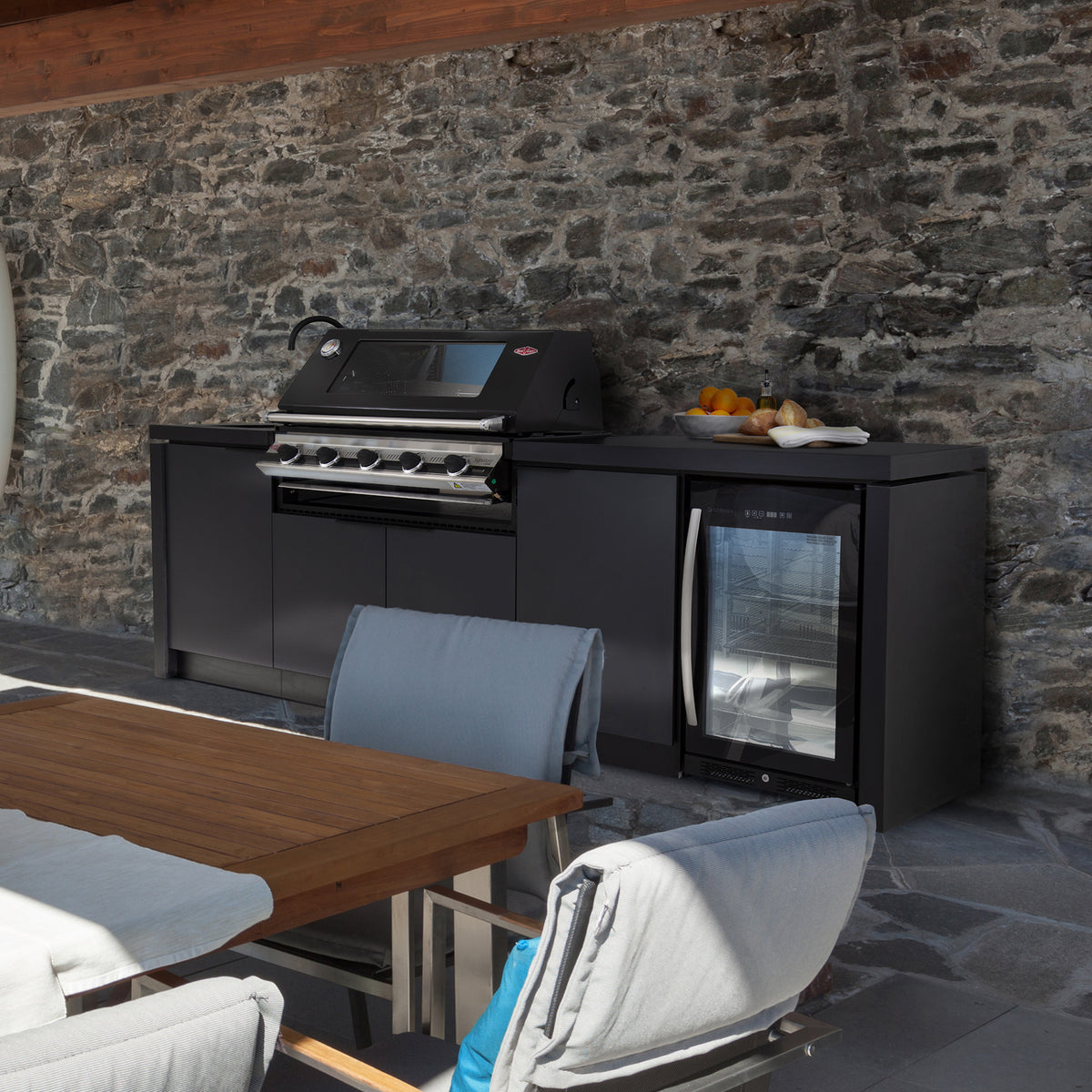 BeefEater 5 Burner 3000E Series Gas Barbecue with Cabinex Kitchen, Sink and Fridge