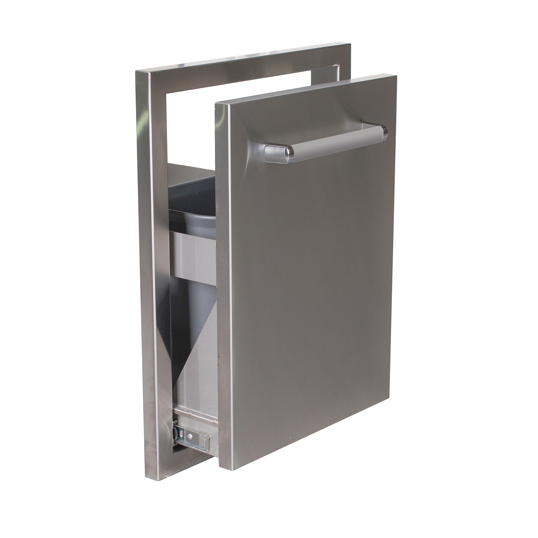 Outdoor Kitchen Pull Out Trash Drawer Combo - BBQ Island Door And Drawer, Silver