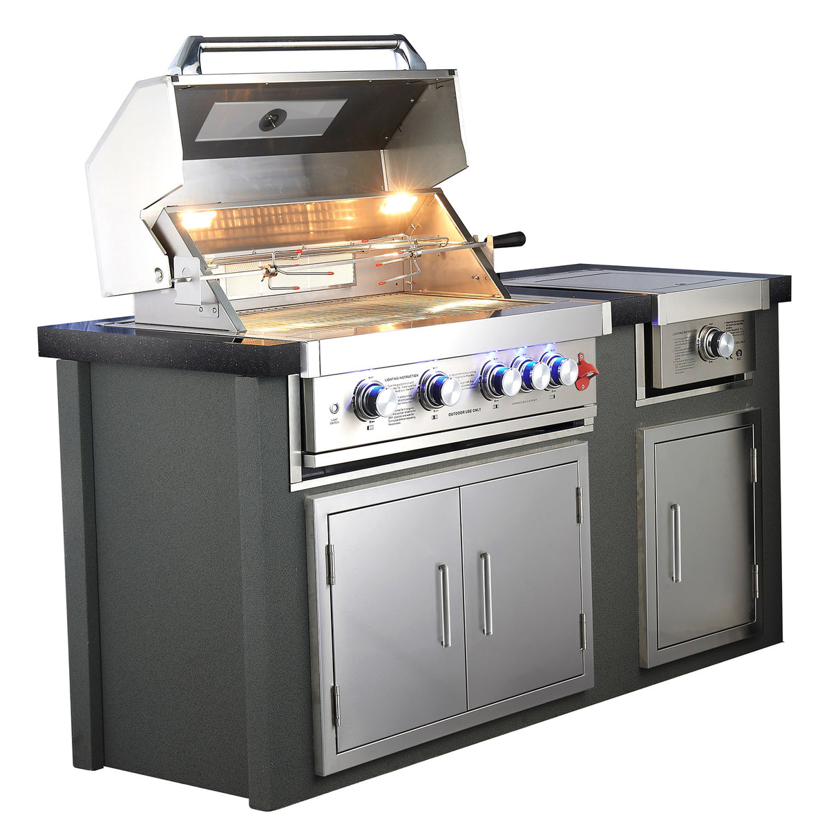 Draco Grills Avalon Stainless Steel Outdoor Kitchen with 4 Burner Barbecue and Side Burner