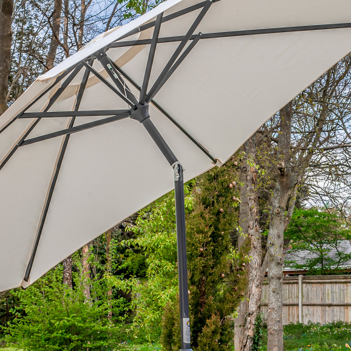 Bracken Outdoors Ecru 3m Crank and Tilt Round Garden Parasol - Graphite Pole