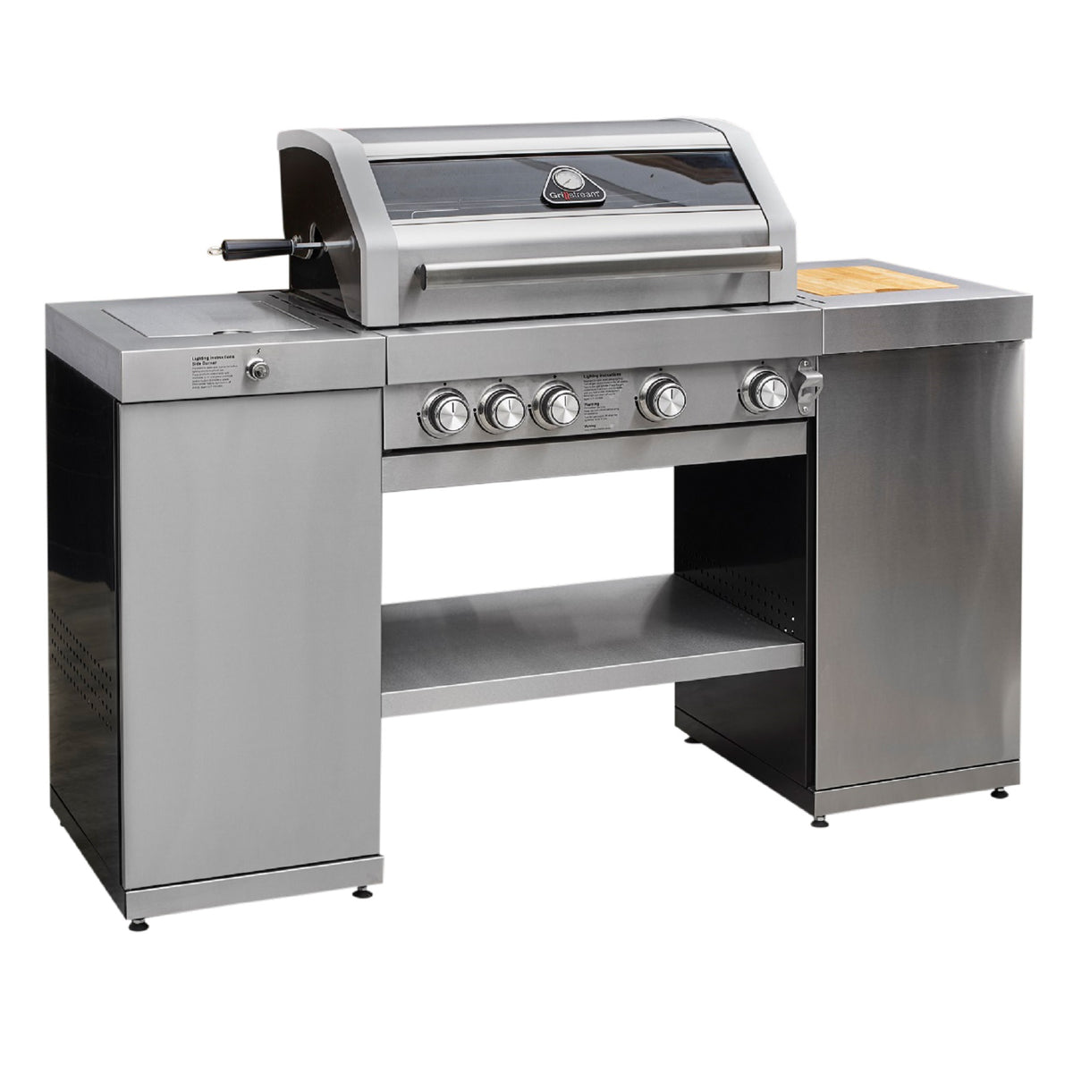 Grillstream Gourmet 4 Burner Island Hybrid Gas and Charcoal Barbecue - Stainless Steel