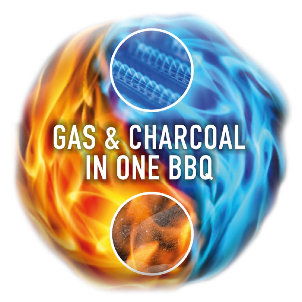 Grillstream Classic 2 Burner Hybrid Gas and Charcoal Barbecue - Matt Grey