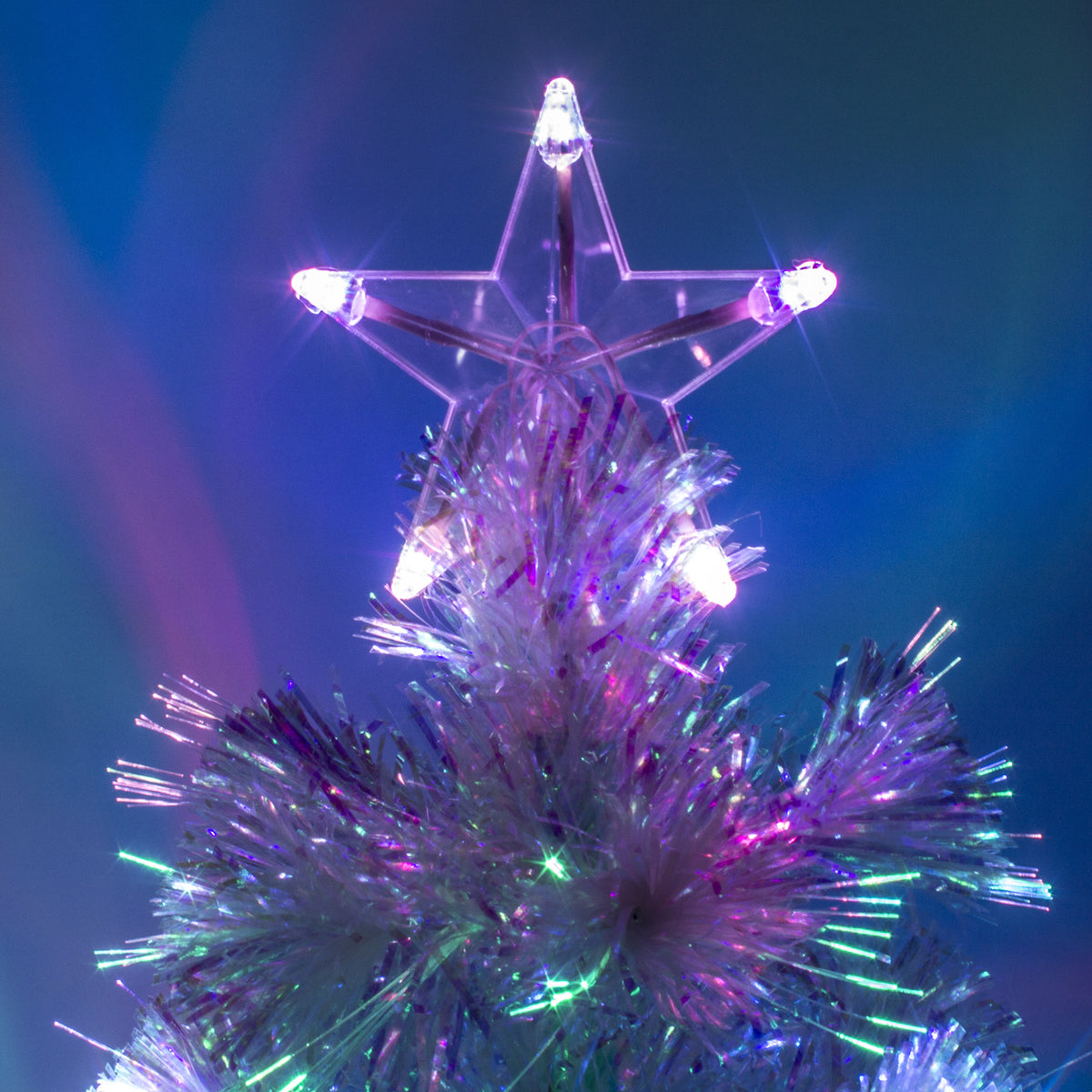 White Fibre Optic Christmas Tree 2ft to 6ft with Multicoloured LED Lights