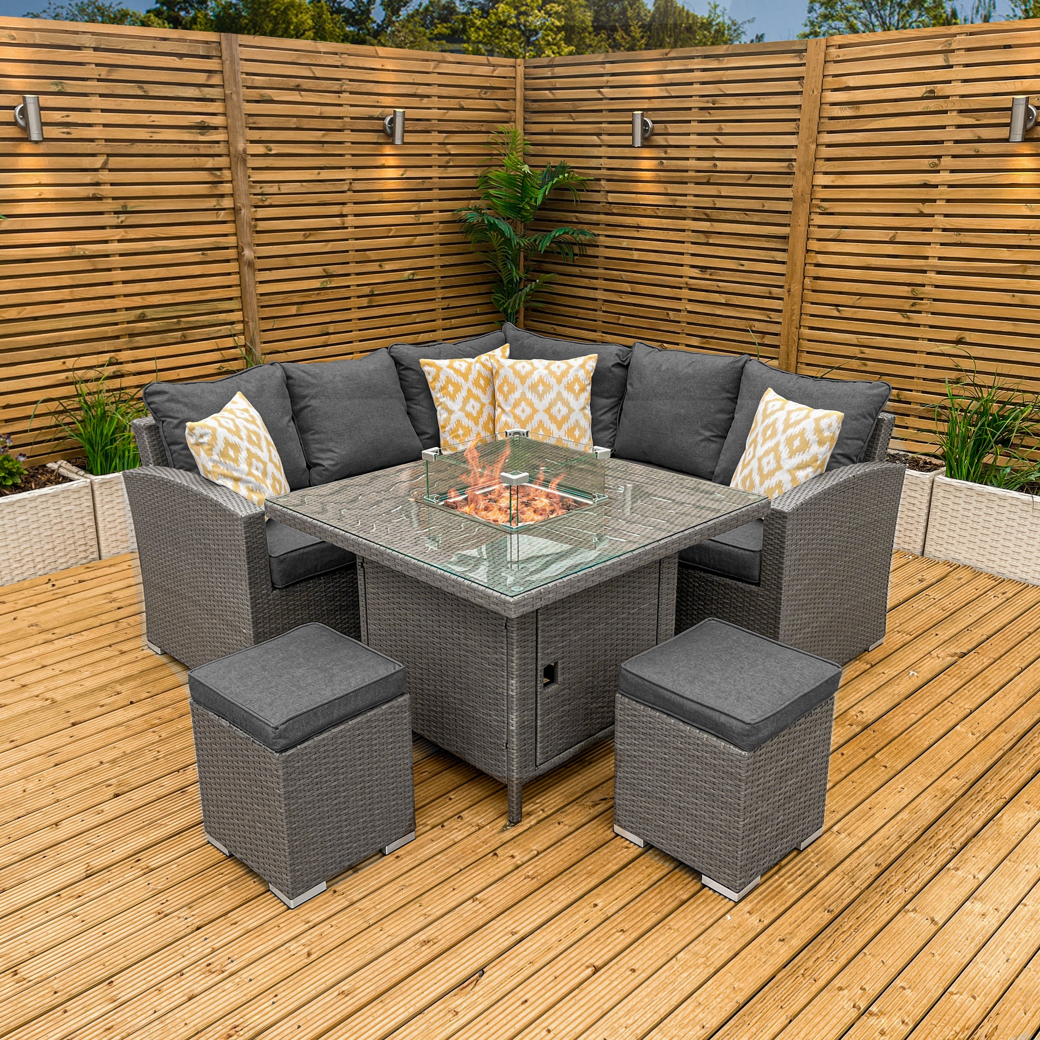 Bracken Outdoors Dakota Mini Rattan Corner Sofa Square Firepit