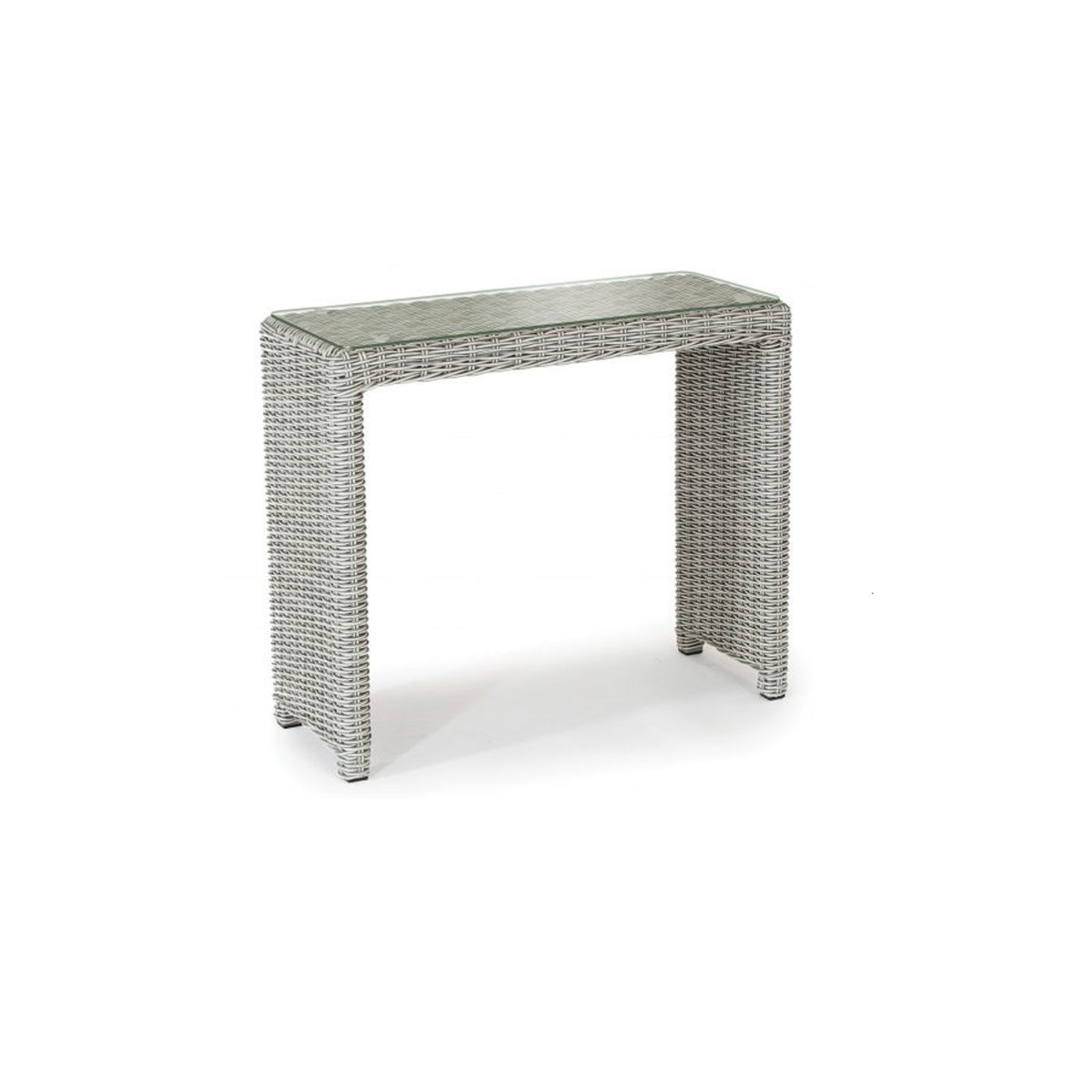 Kettler Palma White Wash Wicker Glass Top Side Table