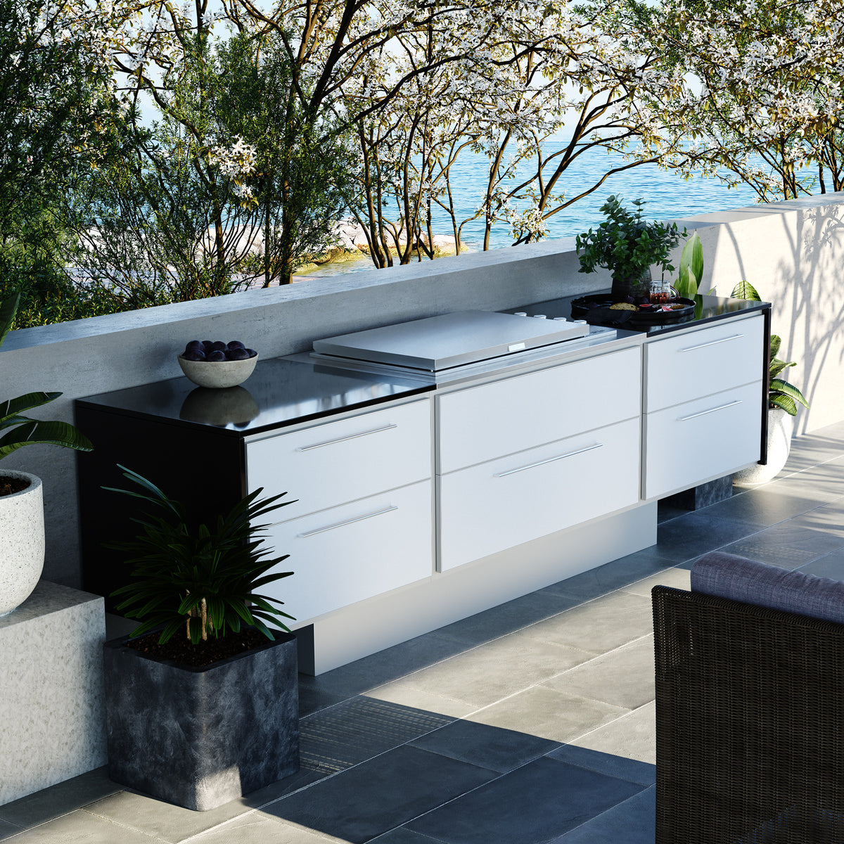 Profresco Proline Flat Lid 6 Burner Barbecue Aero Outdoor Kitchen- White