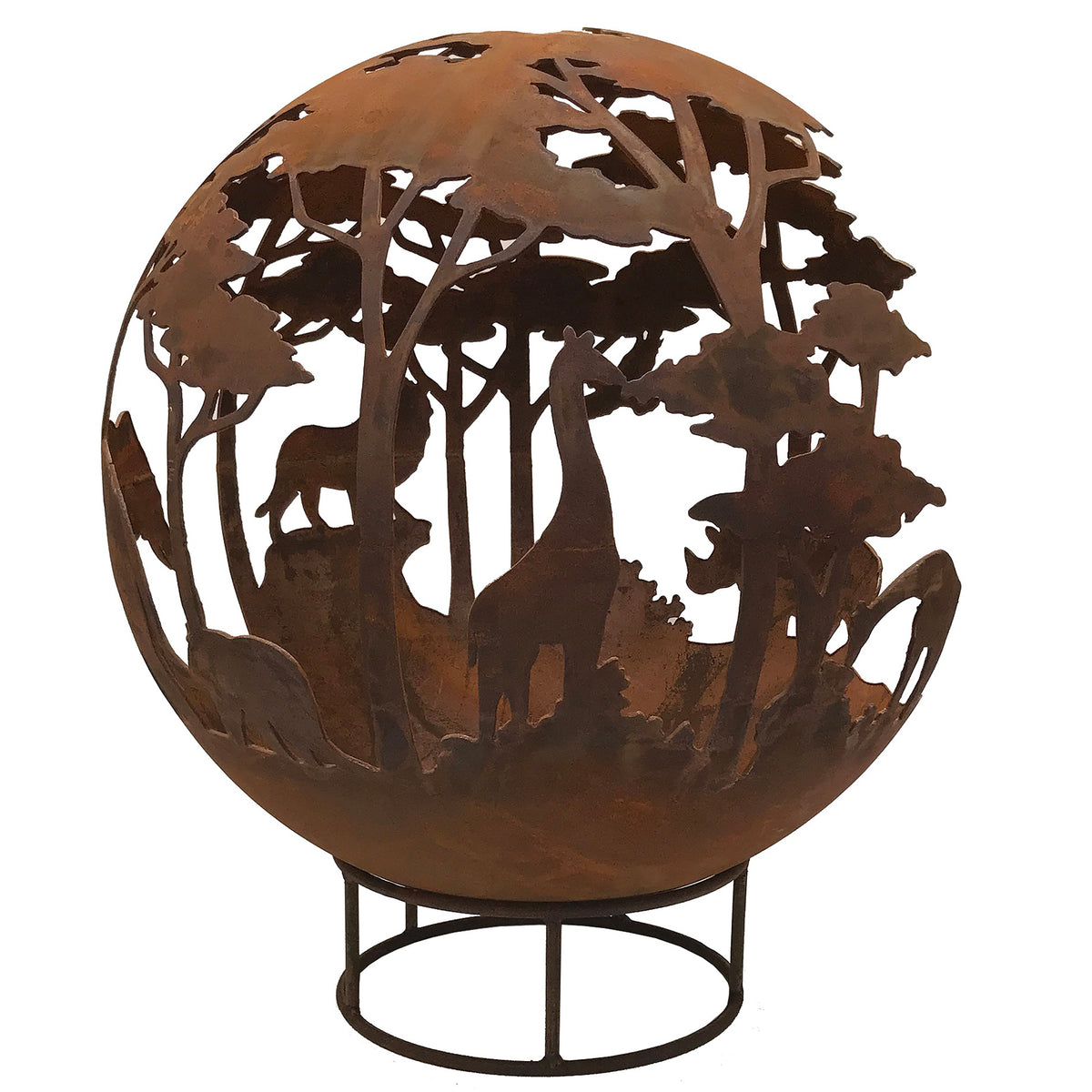 Garden Fire Ball 70cm Safari Design with Rust Finish