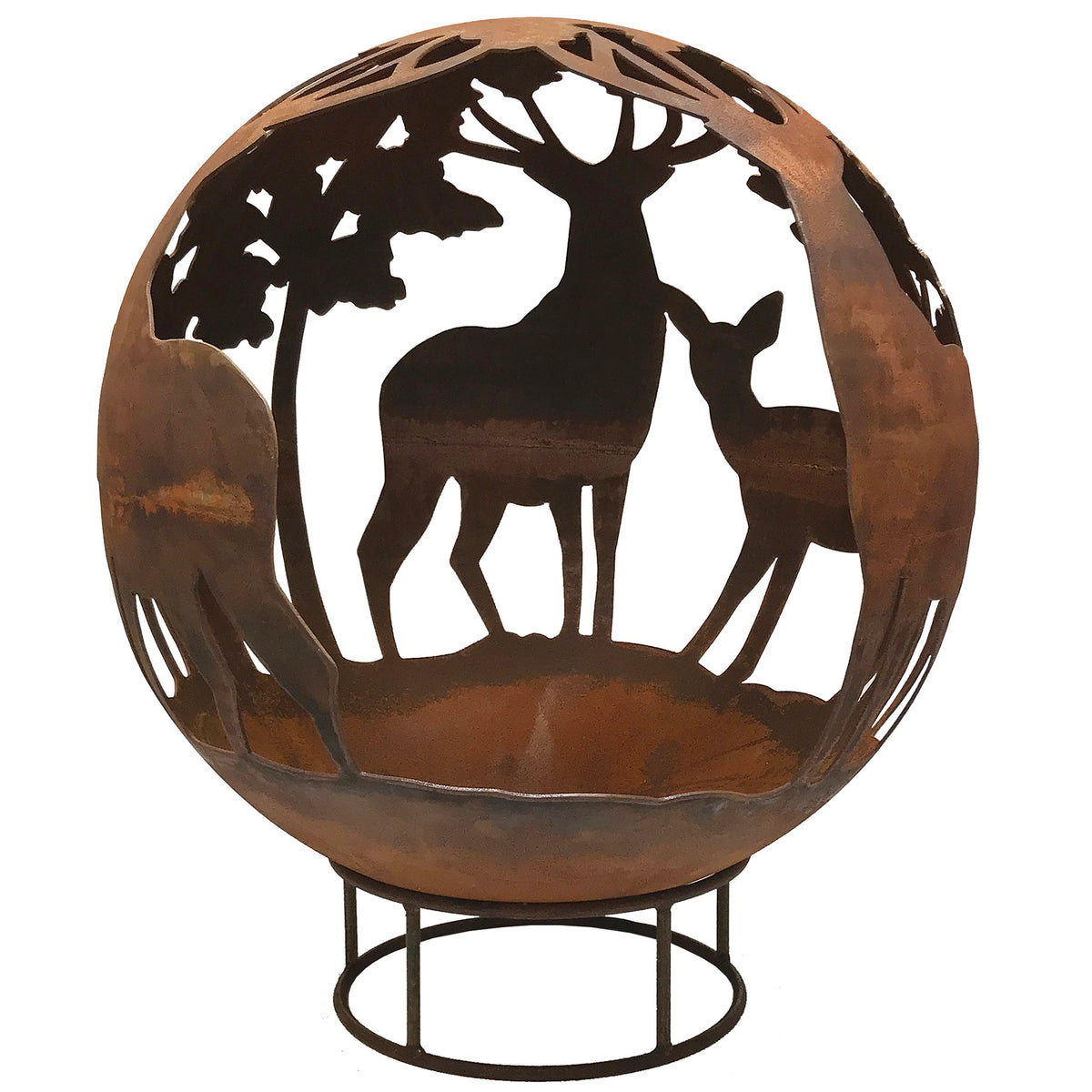 Garden Fire Ball 70cm Stag Design with Rust Finish