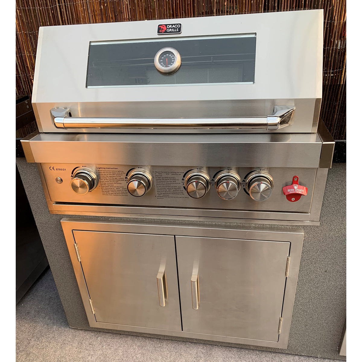 Ex Display Draco Grills Avalon Stainless Steel Outdoor Kitchen with 4 Burner BBQ and Fridge